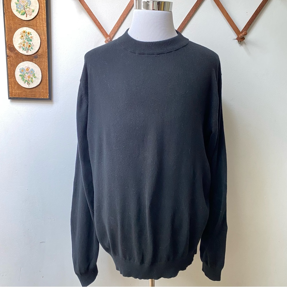 J Peterman Cashmere Blend Black Knit Sweater Large